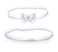 iplusmile 2pcs Wedding Garter for Bride Lace Thigh Garters Comfortable Lightweight Bridal Accessory in White, Classic Style for Wedding and Cosplay