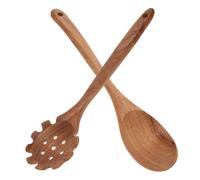 iplusmile 2pcs Wooden Spoon Set for Kitchen Large Leaf Acacia Long Handle Noodle Spoon 32.5cm 33.5cm Non-Stick Cooking Utensils with Hanging Design for Household Use