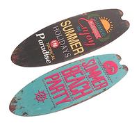 iplusmile 2Pcs Wooden Surfboard Hanging Sign Coastal Beach Wall Decor for Home Bar Bedroom Living Rustic Summer Party Decoration Gift