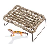iplusmile 2Pcs Woven Reptile Hammock Bed for Lizard Lounging Natural Grass Climbing Cushion Cool and Breathable Rest Area Versatile Use for Bearded Dragon Gecko Tortoise