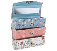 iplusmile 3-Piece Lipstick Case with Mirror - Floral Fabric Travel Lipstick Holder, 8.7 cm Compact Pouch for Keys & Coins - Chinese Style Gift for Women