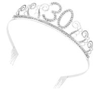 iplusmile 30th Birthday Rhinestone Tiara Crown Silver Headwear Sparkling Birthday Party Hair Accessory for Women