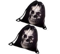 iplusmile 3d Skull Printing Drawstring Backpack 2pcs Set Unisex Lightweight String Bag Gym Travel Sports Tote with Secure Closure for Daily Use