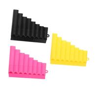 iplusmile 3pcs 8-tube Plastic Pan Flute Set for Kids, Beginner Wind Instrument, Small School Musical Toy for Early Music Education in Yellow, Black, and Pink