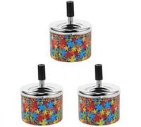 iplusmile 3pcs Ashtray with Lid, Vintage Stainless Steel Ashtray, Windproof and Odor-Free for Indoor or Outdoor（12.5cm）