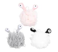 iplusmile 3pcs Cartoon Bath Sponge Set for Adults, Soft Exfoliating Body Scrubbers Bubble Making Mesh, Bathroom Shower Accessories in White, Gray, and Pink