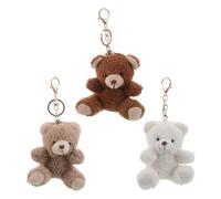 iplusmile 3pcs Cute Plush Sitting Curly Bear Keychains Set with Gold Metal Rings, Soft Furry Stuffed Animal Bag Charms for Women’s Backpack, Handbag, Purse Accessories in White, Dark