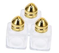 iplusmile 3pcs Glass Salt and Pepper Shakers Small Square Spice Jars with Gold Caps for Kitchen Seasoning Storage Compact and Easy to Use