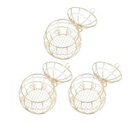 iplusmile 3pcs Hanging Bird Feeder for Outdoors with Smooth Surface and Iron Material, Golden Wire Suet Holder Suitable for Balcony and Garden Bird Feeding