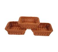 iplusmile 3pcs Imitation Rattan Woven Storage Baskets with Flat Stable Base Multipurpose Decorative Fruit and Bread Holders for Home Dining and Hotel Use