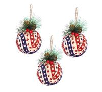 iplusmile 3Pcs Independence Day Foam Ball Pendants with Hanging Rope American Flag Decorative Balls for Indoor Festival Props Party Home Bar Restaurant Decorations