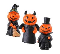 iplusmile 3pcs Mini Halloween Pumpkin Resin Figurines Adorable Miniature Characters with Unique Expressions Compact for Indoor and Outdoor Seasonal Decorations for Party and Home Display