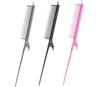iplusmile 3pcs Rat Tail Hair Dye Comb for Salon and Home Use Durable Carbon Fiber Styling Tools for Precise Parting Hairdressing and Coloring with Smooth Finish Includes Gray Rose Red Black