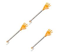iplusmile 3pcs Retractable Stainless Steel Back and Leg Scratchers, Extendable Telescopic Itch Relief Tools with Yellow Handle, Convenient Massage Accessories for Home and Travel