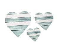 iplusmile 3pcs Rustic Heart Shaped Wooden Hanging Decor Light Blue Decorative Wall Plaques for Home Ornament Farmhouse Style Living Signs with Fine Polishing and Finish