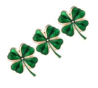 iplusmile 3pcs Shamrock Brooch Pins Green Four Leaf Clover Alloy Lightweight Dress Clips with Secure Attachment for St Patrick's Day and Casual Occasions