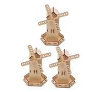 iplusmile 3pcs Solar Powered Wooden Rotating Windmill Kit Stem Educational Science Model DIY Assembly Construction Craft for Learning Sustainability and Engineering Concepts