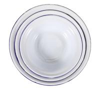 iplusmile 3PCS Vintage Style Enamel Kitchen Bowls Multipurpose Decorative Soup and Salad Serving Basins Stable Enamelware for Fruits Snacks Desserts Retro White Bowls