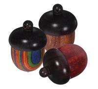 iplusmile 3pcs Wooden Acorn Box Essential Oil Organiser Compact Design Effective Sealing Naturally Beautiful Elegant Acorn-shaped Storage Organizer for Office and Home Use