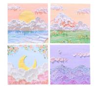 iplusmile 4 Books Aesthetic Self-adhesive Notes 80 Pages Minimalist Japanese Design Cream-style Paper Convenient Practical for Note-taking and Decoration for Students Professionals