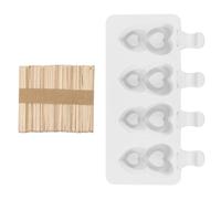 iplusmile 4-Compartment Silicone Ice Cream Mold with Reusable Sticks, Heart-Shaped DIY Ice Pop Maker for Household Summer Chilled Treats