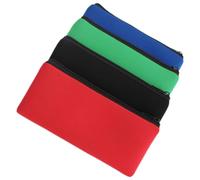 iplusmile 4 Pcs Pencil Bags Set with Zipper, Large Capacity Neoprene Stationery Storage Pouches for Students, Teachers, Office, Black Red Blue Green