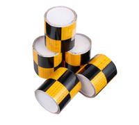 iplusmile 4 Rolls Reflective Warning Tape Black and Yellow for Trucks and Mechanical Equipment, Weatherproof Pvc Material High Night Time Reflectivity, for Emergency Situations and Home