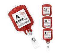 iplusmile 4Pcs Acrylic Glitter Retractable Badge Reels with Alligator Clip for Healthcare Workers Nurses, Id Card Holder Set with Blood Types a B Ab O for Professional Settings