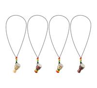 iplusmile 4pcs African Drum Neck Chain Mini Pendant Necklace Assorted Color Silk Acrylic Sheepskin Sturdy Comfortable Wear Stylish Chic Festival Accessory Assorted style