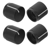 iplusmile 4pcs Black Aluminum Alloy Potentiometer Control Knobs for Bass Guitar, 0.6x0.55 Inch Metal Flat Top Volume and Tone Control Knobs, Compatible with Electric Guitars for Studio