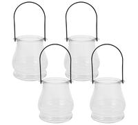 iplusmile 4pcs Candle Stands with Handles Glass Candle Holder Ornaments Hydroponic Planters