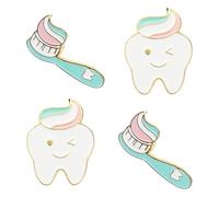 iplusmile 4pcs Cartoon Teeth Enamel Pin Set for Backpacks and Coats, Alloy Material Clip-on Feature, Creative and Adorable Design Bringing A Vibrant and Playful Touch to Clothing Accessories