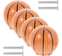 iplusmile 4Pcs Ceramic Basketball Cabinet Handles Drawer Pulls Knobs Round Ball Shape Furniture Knob for Wardrobe Cupboard Kitchen Door Hardware