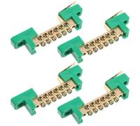 iplusmile 4pcs Copper Ground Wire Terminal Strip Block, 6-hole Screw Type Grounding Bar for Electrical Distribution Cabinets and Industrial Wiring, Green Insulated Ground Block