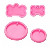iplusmile 4pcs Dog Bones Shape Silicone Mold for Keychain Making with Non-Stick Environmental Protection Material, Sturdy Round Pendant Casting Mold Suitable for Resin Craft and DIY