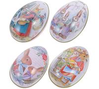 iplusmile 4pcs Easter Egg Shaped Tinplate Candy Boxes for Holiday Decoration and Festival Candy Packaging, Sturdy and Not Easy to Break, for Easter Egg Hunt Storage