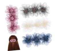 iplusmile 4pcs Flower Snap Hair Clips Floral Styling Barrettes Lightweight Durable Hair Accessories for Women in Navy Blue Grey Beige and Dusty