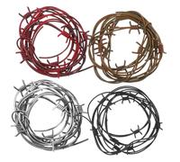 iplusmile 4pcs Halloween Fake Barbed Wire Chains Multipurpose Plastic Props for Haunted House Party Decoration Realistic Spooky Simulation Chains Brown Silver Red Black for Themed Events