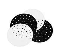 iplusmile 4Pcs Heat Resistant Reusable Air Fryer Mats with Perforated Design for Even Cooking Non Stick Baking Liners for Air Fryers and Steamers Dishwasher Safe Black and White