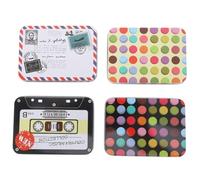 iplusmile 4pcs Mini Rectangular Tin Box Set with Hinged Metal Lids, Portable Small Storage Containers Made of Tinplate, for Business Card Storage, Kitchen Or Office Use