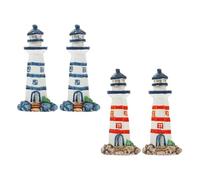 iplusmile 4pcs Mini Resin Lighthouse Models Red Blue Nautical Decor for Ocean Themed Party Home Seaside Display