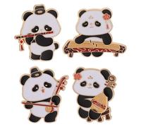 iplusmile 4pcs Panda Pin Cartoon Classical Musical Instrument Panda Metal Brooch Pin Chinese Inspired Dress Shirt Embellishment for Clothing Hats Backpacks Bags