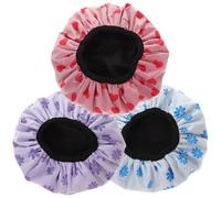 iplusmile 4pcs Reusable Shower Caps for Women Adults Water-resistant Elastic Hair Bonnets with Microfiber Dry Hair Absorbing Layer Suitable for Sleep and Make up