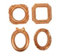 iplusmile 4pcs Small Antique Resin Picture Frames Vintage Ornate Mini Photo Frames for Jewelry Display Photography Home Decoration with Victorian European Style