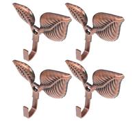 iplusmile 4pcs Small Leaf-Shaped Wall-Mounted Coat Hooks, Copper-Tone Practical Door and Clothes Hanging Hooks for Towel Umbrella Storage in Entryway and Bedroom