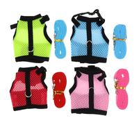 iplusmile 4pcs Small Pet Harness Leash Set for Rabbits Hamsters Guinea Pigs, Summer Mesh Vest Harnesses with Chest Strap, Outdoor Walking Leashes, Multi-color S Size Random Color