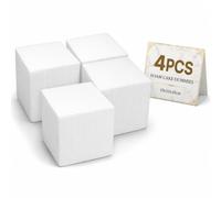 iplusmile 4pcs Square Cake Dummy Foam Cake Models 4 inch White | Polystyrene Blocks for Sculpture, Modeling, DIY Arts and Crafts