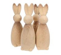 iplusmile 4pcs Unfinished Wooden Bunny Rabbit Figurines for Easter Crafts - Natural Wood Peg Figures DIY Painting Kit - Blank Animal Ornaments for Spring Art Projects and Classroom
