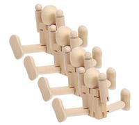 iplusmile 4pcs Unfinished Wooden Robot Dolls with Movable Joints, Large 13cm DIY Paintable Peg Figures for ’ Drawing and Kindergarten Craft Projects