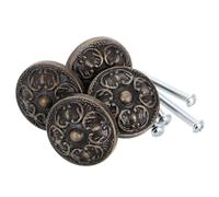 iplusmile 4pcs Vintage Style Round Single Hole Drawer Knobs, Metal Pull Handles for Kitchen Cabinet, Dresser Wardrobe, Antique Bronze Finish, Decorative Vintage Cabinet Hardware for DIY